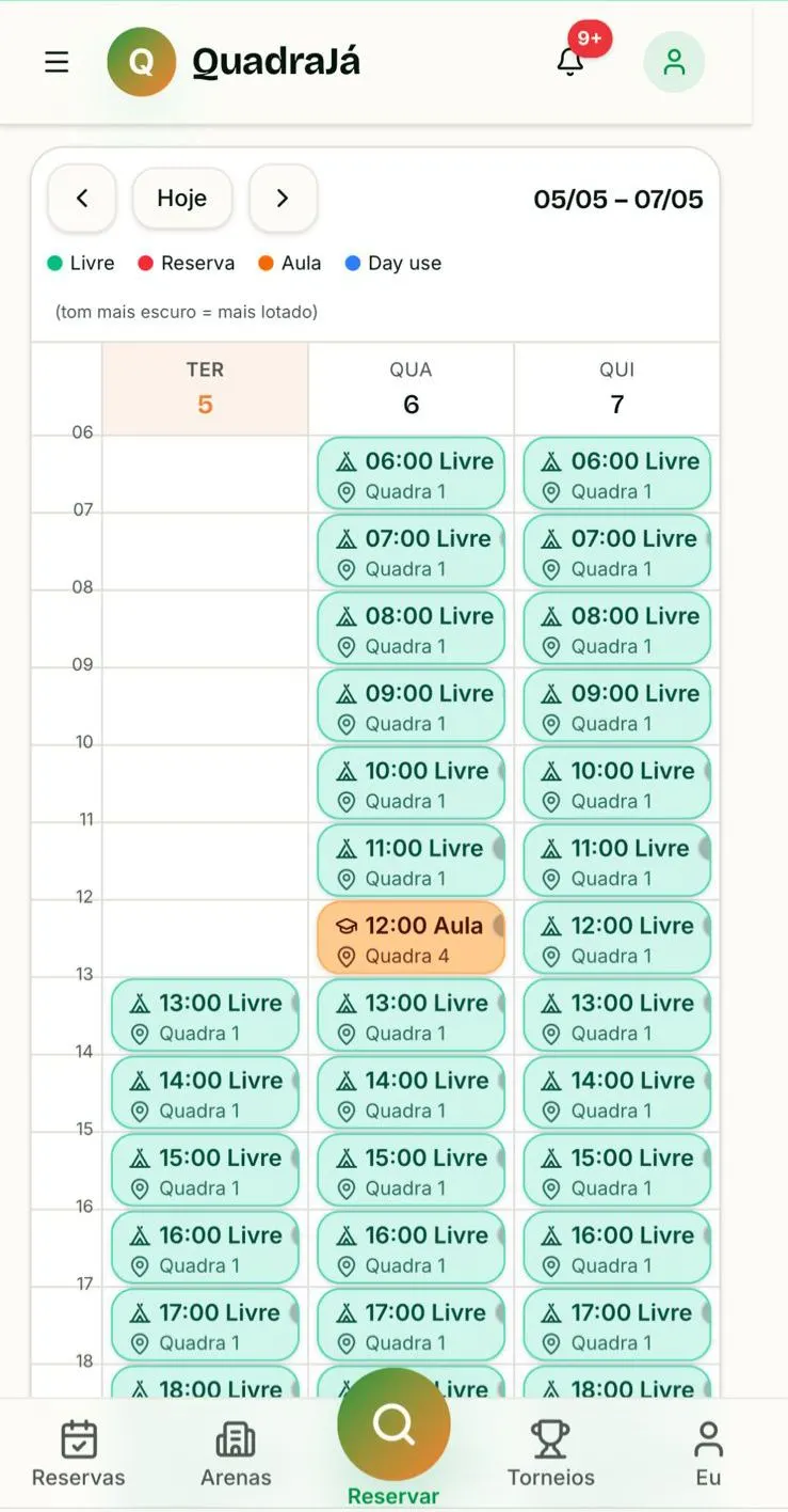 App QuadraJá no celular